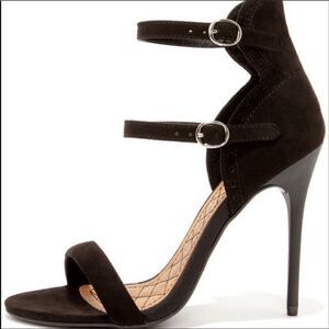 CHINESE LAUNDRY BLACK MICROSUEDE SANDALS. …